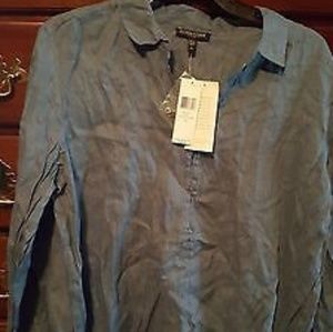 NWT Eileen Fisher Crushed linen blue tunic PL